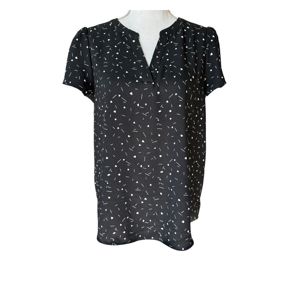 Hilary Radley Black White Print Blouse Small - Picture 2 of 4